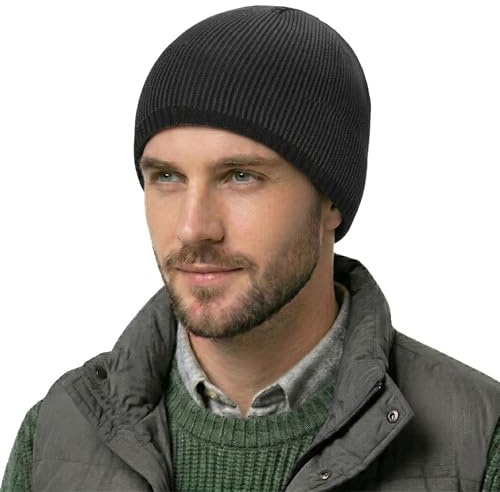 ZLYC Herren Winter Strickmützen Dicke Warme Slouch Beanie Mütze