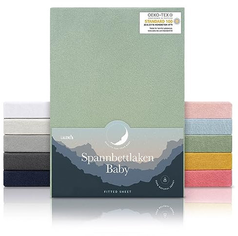 Laleni Sábana Bajera 60/70 x 120/140 cm Bebé Cuna - Sábana Bajera 70x140 cm Cuna certificada Oeko-Tex - Ropa de Cama Infantil 70x140 de algodón 100% - sábana Bajera 60x120 cm bebé en Verde