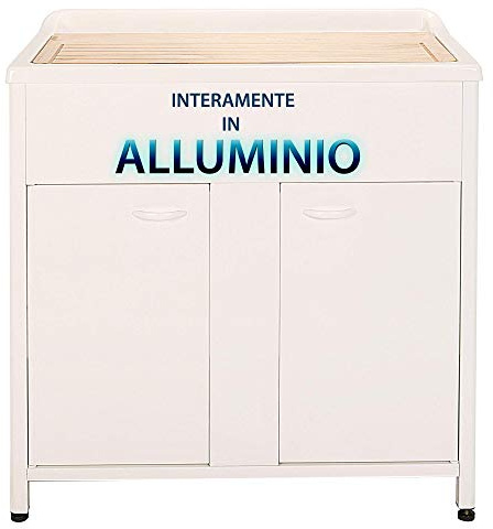 Escelsior Mobile lavatoio IN ALLUMINIO, per lavanderia e da esterno, PREMIUM, sifone e tavoletta lavapanni in omaggio, bianco, VASCA TOP LINE, moderno (L75 x P60 x H83 con 1 VASCA)