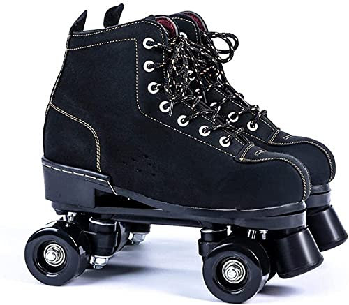 JianJud Damen Rollschuhe Schwarz High-Top Rollschuhe Zweireihige Rollschuhe Rollschuhe Vierrädrige Rollschuhe Fun Shiny Rollschuhe Für Erwachsene, Jungen, Mädchen A,40