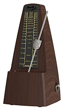 Linrax M2 Mechanisches Metronom für Klavier Violine Gitarre Bass Ukulele Drum Saxophon Banjo Mandoline und alle Musikinstrumente, Spur Tempo und Beat, Lauter Ton, Hohe Präzision, Holzmaserung