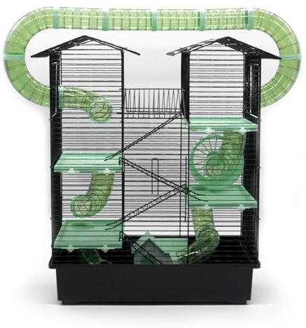 ZooPaul Nagerkäfig Hamsterkäfig XXL CH2 Plus mit Zubehör Maus Hamster Käfig Tunnelsystem Haus (Schwarz Turkis)