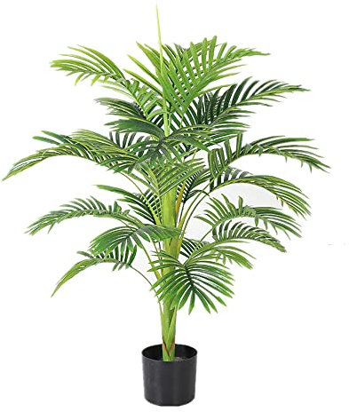 PTTRNS Kunstpflanze Künstliche Areca Palmpflanze Topf Gefälschte Palme mit Schwerer Basis for Innen-Innen-Innen-Haus-Büro-Dekoration Künstlicher Bonsai-Baum
