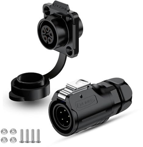 CNLINKO LP-16 Connettore impermeabile IP68 per cavi Connettore elettrici industria Connettore circolare Connettore alloggiamento in PBT Connettore aeronautico M16 2-9 Poli Presa flangia (5 Poli)