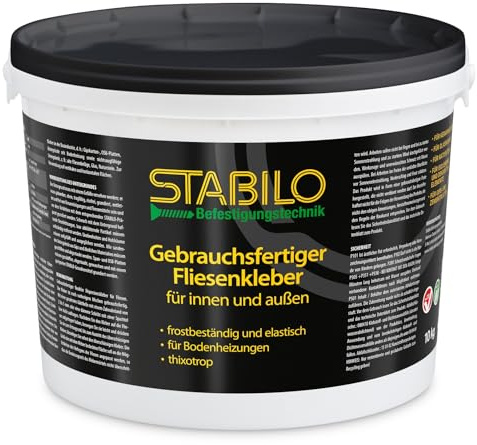 Gebrauchsfertiger Fliesenkleber 10kg | Fertigkleber | Dispersionskleber | Universalkleber | Kleber für innen und außen
