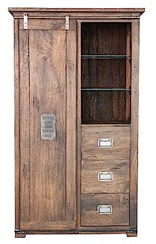Woodroom Highboard Mango massiv Dunkelbraun gewachst (BxHxT 100x175x45 cm) Kommode