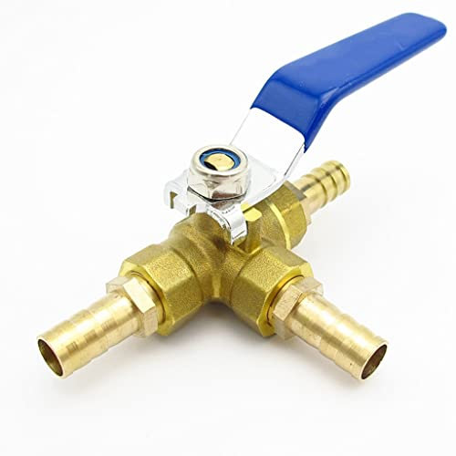 OURECO 1Pcs Schlauch Barb Full Port L-Port Drei Wege Messing Kugelhahn Connector, Für Garten Bewässerung Ventile Connector/6Mm Od