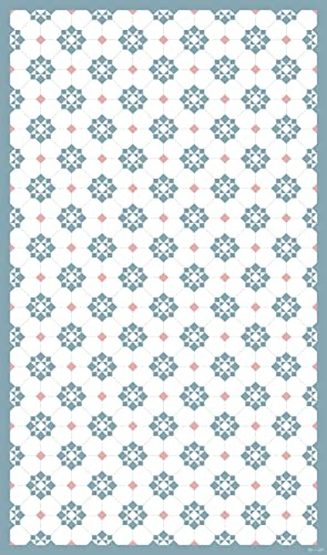 DobleUve Estudio Tapis Vinyle 34 | Bleu | 47x80 cm | Tapis Cuisine | Tapis de Salon Antidérapant Antifongique Ignifuge | Tapis Enfants | Tapis Bain PVC | Tapis PVC