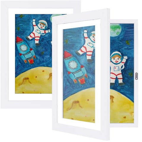 ATOBART Kids Art Frames, A4 Front Opening Changeable Artwork Frame for Children's Drawings, Projects, Schoolwork, and Crafts - Hanging Storage Display