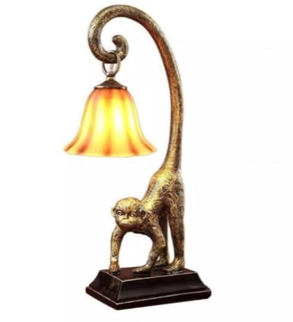 Table Lamps Table Lamp Bedside Lamp Monkey Table Lamp American Style Resin Engraved Bedside Lamp Glass Lampshade Nightstand Lamp For Living Room Bedroom Table Lamps for Living Room ( Color : A-left ,