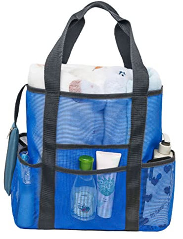 Zerodeko 1Stk Strandtasche aus Mesh blaue Kosmetiktasche Reise-Kulturbeutel Handtaschen Make-up-Taschen multifunktionale Tragetasche Spielzeug-Tragetasche Netz Einkaufstasche reisen