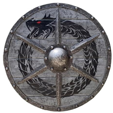 Wikinger Schild, Wikinger Mittelalter Schild für Erwachsene, Wikinger-Rundschild, Rundschild aus, Dekoratives Schild Spielzeug für Restaurant, Mittelalter Valhalla Warweave Wikinger Schild