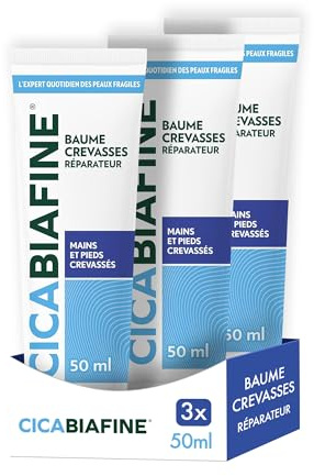 Cicabiafine Baume Réparateur Crevasses, Pour Mains et Pieds Secs Abîmés, Tube de 50 ml (Lot de 3)
