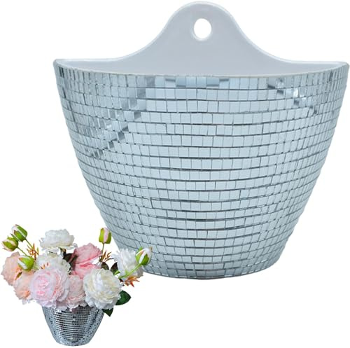Chaies Disco Wall Planter, Disco Ball Wall Planter | Indoor Wall Planter - Disco Hanging Planter, Disco Ball Vase Mirror, Boho Flower Pots for Indoor and