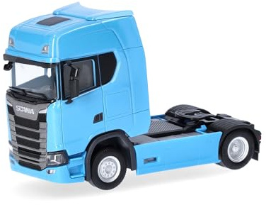 Herpa LKW Modell Scania CS 20 HD Zugmaschine 2achs, lichtblau, Miniatur im Maßstab 1:87, Sammlerstück, Made in Germany, Kunststoff, Blau