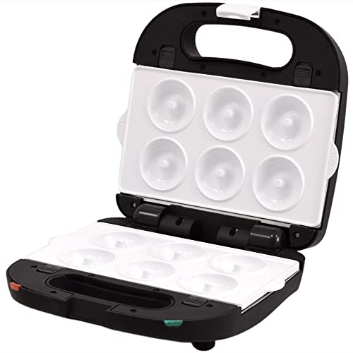 Syntrox Donut Maker Kombigerät mit Wechselplatten SM-1500W Perom, Antihaftbeschichtet, Edelstahl, Schwarzes Design, Kompakt und Robust, Rutschfeste Standfüße