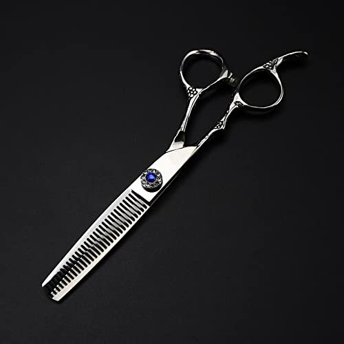 PUFAHAU Haarschneideschere, 6 Zoll, professionell, Japan 440c, für Linkshänder, Edelsteinschere, Rose, Haarschere, Haarschnitt, Effilierschere, Friseurschere(Thinning Scissor)