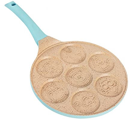 SHOUKAII Pancake Pan Omelet Pan Pancake Maker - Pancake Pan -Skillet Seven Hole Breakfast Pan Egg Pan Fried Egg Mold- Pancakes With Silicone Handle, Black Animal frying pan Wok