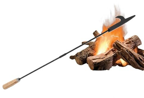 Feuerpoker, Feuerpoker für Feuerstelle im Freien - Camping Feuer Poker - 33-Zoll-Feuerschürhaken mit Holzgriff für Feuerstelle, langer tragbarer Lagerfeuerschürhaken, Feuerschürhaken für den Außenbere