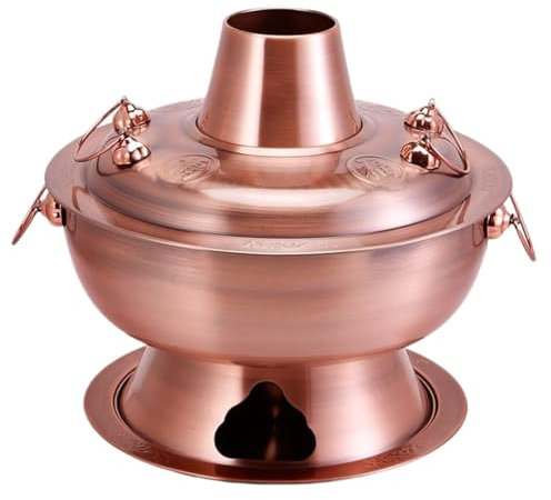 CSSQCSSUANB Pentola Calda in Rame, Thickened Charcoal Hotpot Stainless Steel Hot Pot Old Beijing Style Hot Pot Cookware Chinese Hot Pot,A-34cm(34cm)