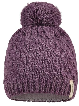 Sterntaler Bommelmütze meliert mit Baumwollfleece-Futter – warme Wintermütze für Mädchen – Mütze für Baby und Kinder, Purpur, Größe 51