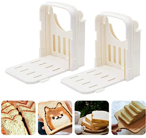 2pcs Bread Slicer loaf Cutter Machine Japanese Bread Roast Slicer Cutter Bread Cutter Slicer Bread Cutting Slicer Bread loaf Cutter Square White Small Tools abs Plastic/903