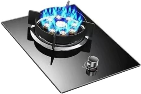 THEGA Fornello A Gas 1 Bruciatore, 5.2KW Stufa A Gas Nine-cavità High-Fire, Gas/LP Gas Conversion Stufe, Portavaso in Ghisa in Vetro Temperato, con Protezione Antincendio, Home Kitchen Camp(LPG)