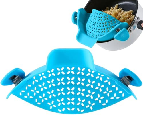 manhegari Passoire À Pression En Silicone, Passoire Clipsable Universelle En Silicone - Demi Passoire Avec Verseur, Gadgets de Cuisine, 22-23cm