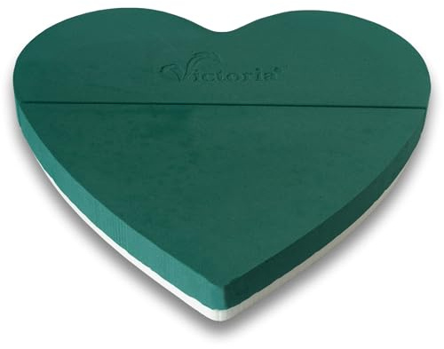 Creativery Nass Steckschaum Herz 47cm - für Profi Floristen & Hobby Bastler - Frischblumen Steckschwamm Groß - Blumen Steckmasse Blumensteckschaum - Floristik Zubehör & Floristikbedarf - Grün