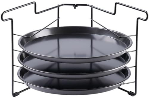 Set da forno per pizza, set da 3 pezzi con teglie per pizza da 29 cm, antiaderenti, teglie rotonde con griglia pieghevole per torte, pollo arrosto, pane, frutti di mare