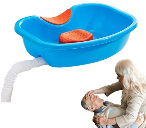Portable Hair Washing Basin, Reusable Sink, Sturdy Cleaner Container with Neck Support, Hair Wash Basin for Bedside Use, Haircuts, Coloring, Elderly, and Disabled Care