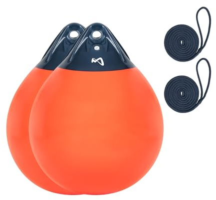 Mesle Kugelfender Globe 2er Set, ø 30 cm orange, Fender Boje, Bootsfender rund aufblasbar, Ankerboje, Fender Boot Schiff Yacht, Markierungsboje