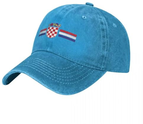 DLERFLOVR Vintage Basecap, Kroatien Flagge Unisex Baumwolle Kappe, Patriotisch Distressed Washed Baseballkappe, Herren Verstellbar Outdoor Freizeit Hut