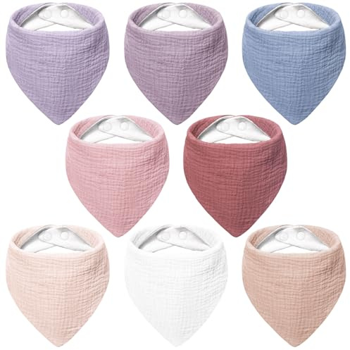 bearmoss Muslin Baby Dribble Bibs 100% Cotton Baby Bandana Drool Bibs for Unisex Baby Girls Boys Drooling and Teething (Summer Berry)