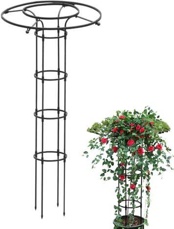 Gartenspalier für Kletterpflanzen im Freien, rostfreies Metall, Pilzspitze, Gartenspalier, verstellbare Höhen, Pflanzenspalier für Erbsenrahmen, Innen- und Außenbereich, Blumenständer, Rose, Gemüse