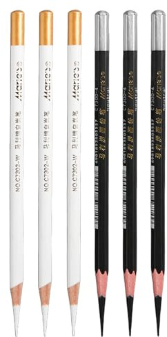 iNelihoo 6 Stück Schwarz Weiß Weiche Holzkohlestifte Skizzieren Highlight Weiß Kohlestifte Bleistift Set Professionelle Porträt Skizzieren Bleistifte für Zeichnung Kohle Bleistifte für Anfänger