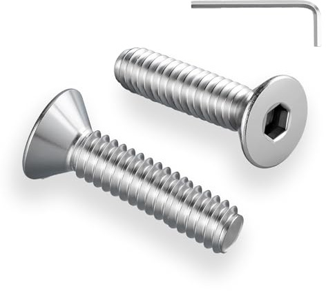 Zuyya 20 Stück M6 x 30 mm Senkkopfschrauben Edelstahl Schrauben | Innensechskant Antrieb, Edelstahl A2 V2A, M6 Schrauben Vollgewinde mit Innensechskantschlüssel