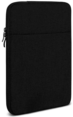 moex Tablet Hülle für Samsung Galaxy Tab S10 FE Plus Tasche mit Reißverschluss und Fach für Zubehör, Nylon Stoff Sleeve weich Gepolstert, Schutzhülle Minimalistisch Dash Case, Schwarz