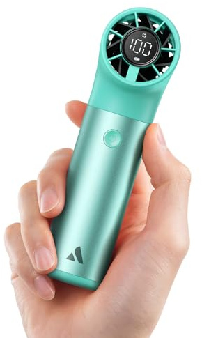 Aecooly Tragbarer Handventilator, Leistungsstarker Turbo-Mini-Ventilator | 19000 U/min High Speed Aero Ultra, 15 Stunden Maximale Kühlzeit, 7-Gang-Aluminiumgehäuse, Klein für Reisen im Freien - Grün