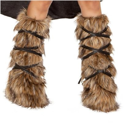 Faxianther Wikinger Kunstfell Armstulpen Kostüm Armschützer mit Lederband Mittelalterliche Vintage Braun Wikinger flauschige weiche Handgelenkband Cosplay Wikingerkostüm Zubehör