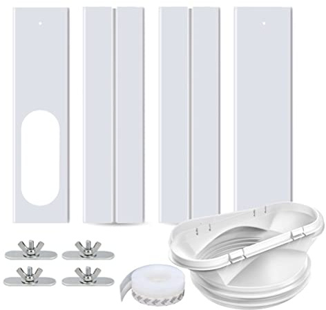 SUPYINI Kit Ventana Aire Acondicionado Portátil, Sello de Ventana de Aire Acondicionado para Tuberías de Escape de 13/15 Cm de Diámetro con 4 Placas de Sellado | Compatible con Ventanas Verticales y Horizontales