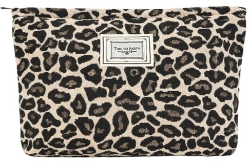 Kosmetiktasche, Kulturtasche mit Leopardenmuster, Tragbare Schminktasche, Make Up Tasche, Frauen Mädchen für Alltag und Reisen