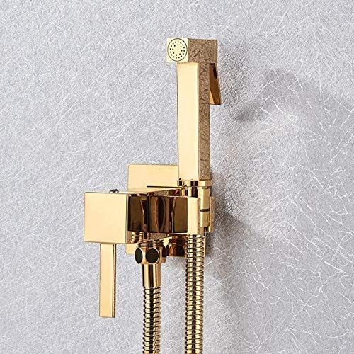 LFCKVX Brass Bidet Robinet Mixer U2013 Hot & Cold Water Square Spray Head Gold Polited Toby Papée de Salle de Bain de qualité supérieure par aqiong