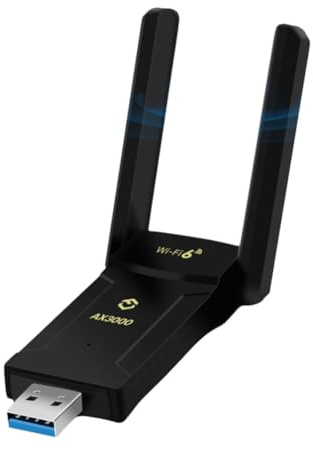 Asyduey Adaptador USB AX3000 WiFi 6E BT5.2, Receptor de Red USB 3.0 Tribanda 2,4 G/5 G/6 GHz, Tarjeta de Red Inalámbrica WiFi 6 para 10/11.