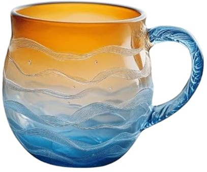 Taza de café con | Botella de agua de con mango diseño de mar puesta de sol | taza de café,para el hogar, cocina, oficina, casa de playa, mujeres, hombres, adultos, niños