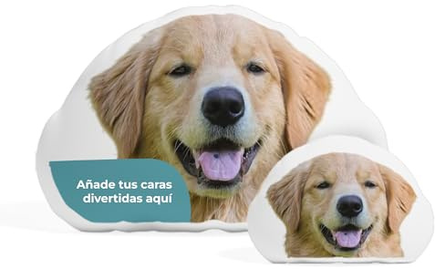 Personalisiertes Fotokissen, Kissen in Hundegesichts-form selbst gestalten, 40 × 35 cm, mit eigenem Foto bedruckt, lustige Fotogeschenk-Idee zum Geburtstag oder Jahrestag für Familie und Freunde
