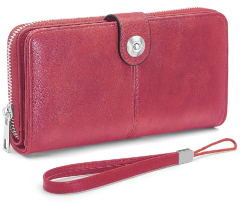 GOUNNU Damplånbok i PU-läder med RFID-blockering Långformat Damplånbok med dragkedja, myntficka, myntplånbok, kortficka och 10 kortplatser Damplånbok, 19.3x10x3cm, Modern