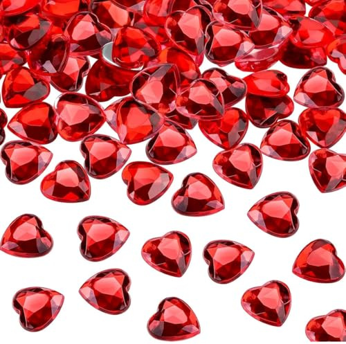 YAZWUR 200 Stück Herzkonfetti Hochzeitsdeko, Diamantene Hochzeit Streudeko, Rubinhochzeit Deko Konfetti, Herz Deko Confetti Hochzeit Tischdeko (12mm) (Rot)