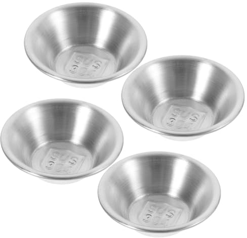 COLLBATH Molde para Tartas de Huevo de Acero Inoxidable 4 Piezas, Molde para Hornear Tartaletas y Muffins Recubrimiento Antiadherente, Compacto y Apto para Horno Doméstico