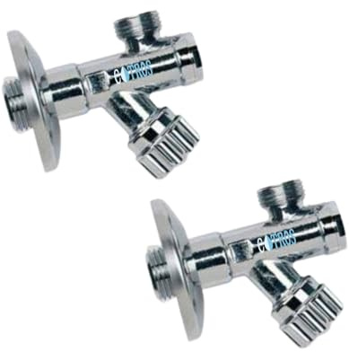 Rubinetto Filtro Sottolavabo Multipack in Ottone, Finitura Cromata, con Rosone Metallico, Attacco 1/2-3/8, per Cucina e Bagno, Montaggio a Parete, con Vitone Sostituibile (2)